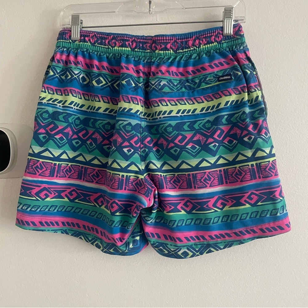 Chubbies Pink and Blue Patterned Swim Trunks size medium